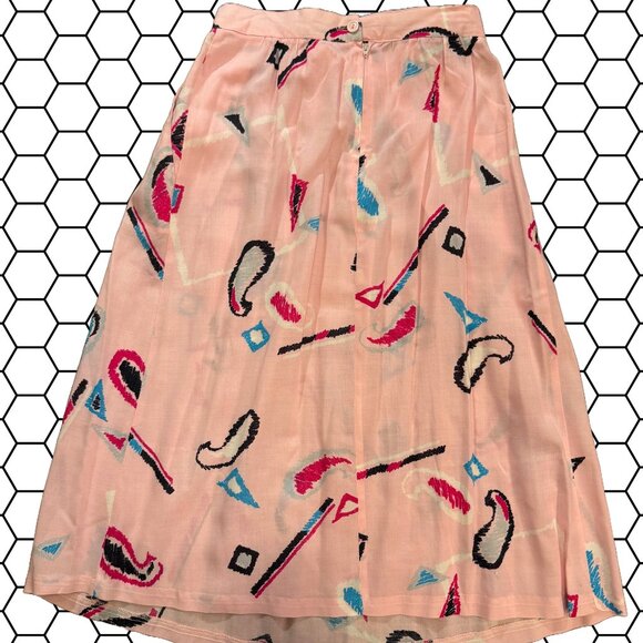 Vintage 80s A-line Skirt with pockets, Pretty in Pink Skirt - Picture 2 of 5